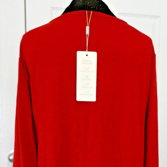 Christmas Red Blouse Niashot Long Sleeve Women Size 2XL Holiday Party Office NWT - Picture 2 of 11
